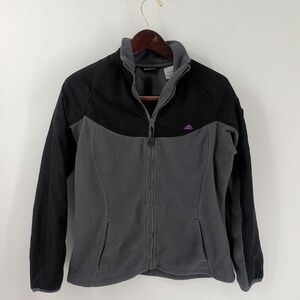 Snozu Two Tone Performance‎ Fleece Mock Neck Full Zip Jacket Black Gray Size M